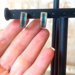 14k White Gold, Blue & White Diamonds Princess Cut